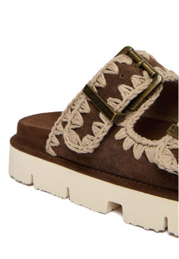 Mou Klapki MU.SW461005A Brązowy. Kolor: brązowy. Materiał: skóra, zamsz