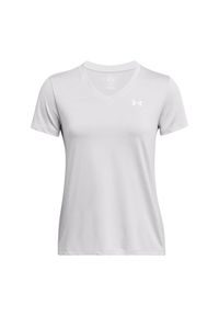 Damski jersey v-neck Under Armour Twist. Kolor: szary, biały, wielokolorowy. Materiał: jersey. Sport: fitness #1