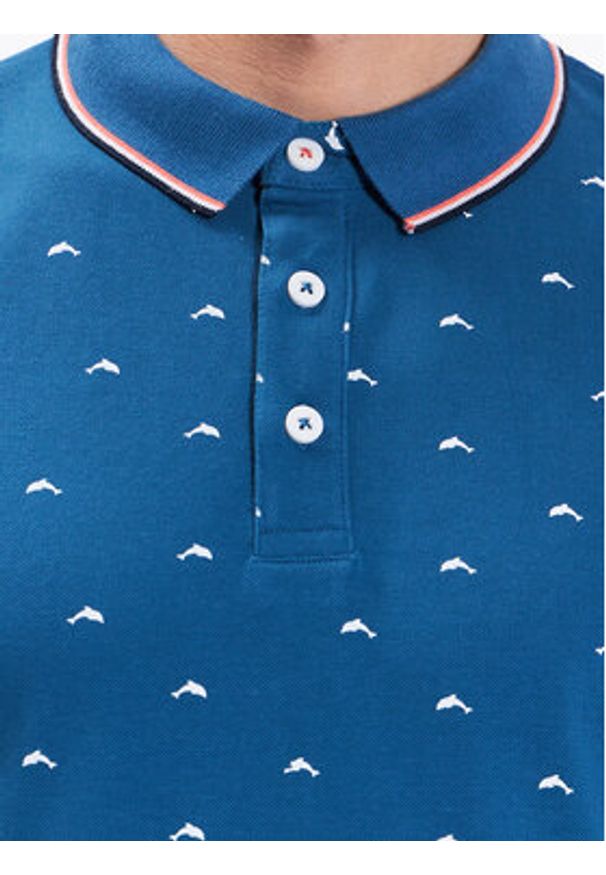 INDICODE Polo Dolphin 40-948 Granatowy Regular Fit. Typ kołnierza: polo. Kolor: niebieski. Materiał: bawełna