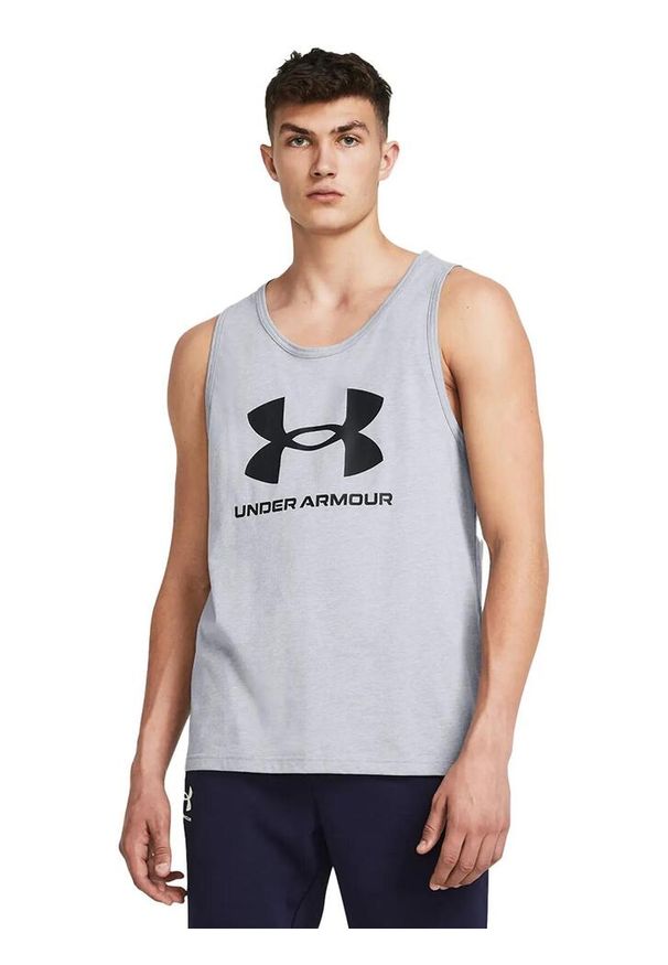 Under Armour - Koszulka męska tank top UNDER ARMOUR 1382883 bez rękawów. Kolor: szary. Długość rękawa: bez rękawów