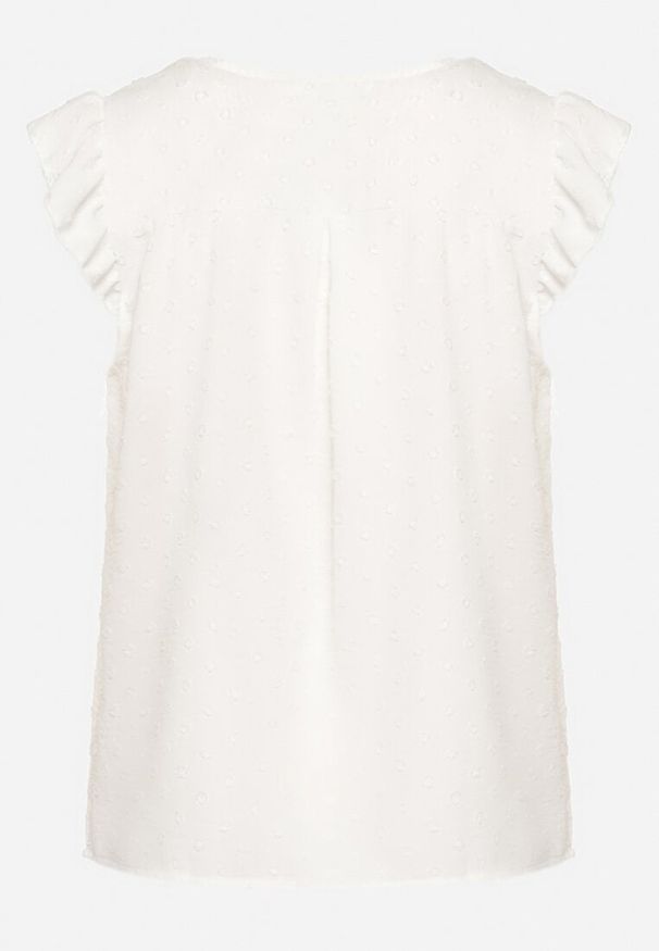 Born2be - Biały Top Koszulka bez Rękawów z Falbankami Enesa. Typ kołnierza: kołnierz z falbankami. Kolor: biały. Materiał: jeans. Długość rękawa: bez rękawów. Styl: klasyczny