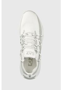 EA7 Emporio Armani sneakersy kolor biały. Nosek buta: okrągły. Zapięcie: sznurówki. Kolor: biały. Materiał: guma. Obcas: na platformie