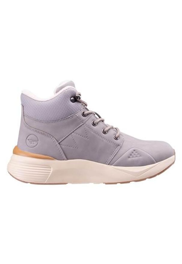 Hi-tec - Buty do chodzenia damskie Hi-Tec Mizara Mid. Wysokość cholewki: za kostkę. Kolor: szary. Materiał: materiał, syntetyk. Szerokość cholewki: normalna. Sport: turystyka piesza