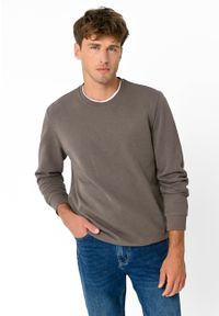 Volcano - Bluza bawełniana B-LORENC. Typ kołnierza: bez kaptura. Kolor: beżowy. Materiał: bawełna. Styl: klasyczny #1