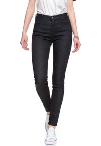 Wrangler - SPODNIE WRANGLER DAMSKIE HIGH SKINNY RINSEWASH W27HCQ023. Stan: podwyższony. Materiał: jeans