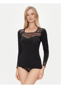 YSABEL MORA Koszulka piżamowa 19049 Czarny Slim Fit. Kolor: czarny. Materiał: syntetyk