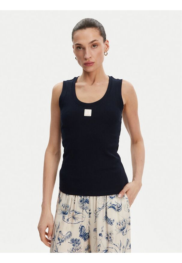 Fracomina Top FP25ST2001J40101 Granatowy Slim Fit. Kolor: niebieski. Materiał: bawełna