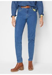 bonprix - Dżinsy Mom ze stretchem, high waist. Stan: podwyższony. Kolor: niebieski #1