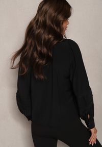 Renee - Czarna Koszula z Koronkowym Zdobieniem na Dekolcie i Rękawach Atilire. Kolor: czarny. Materiał: koronka. Wzór: aplikacja. Styl: boho #5