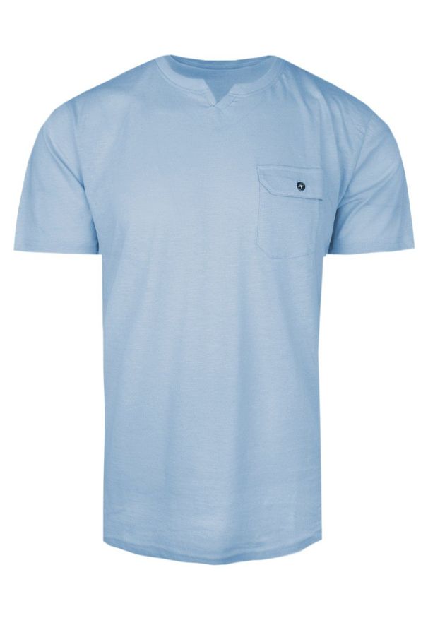 Męski T-Shirt (Koszulka) - Brave Soul - Błękitny z Kieszonką. Okazja: na co dzień. Kolor: niebieski. Materiał: bawełna. Sezon: lato, wiosna. Styl: casual