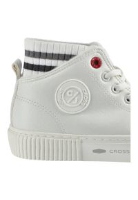 Białe Sneakersy Cross Jeans Damskie Stylowe Buty. Okazja: na co dzień. Wysokość cholewki: przed kolano. Zapięcie: pasek. Kolor: biały. Materiał: syntetyk, dzianina, materiał. Szerokość cholewki: normalna