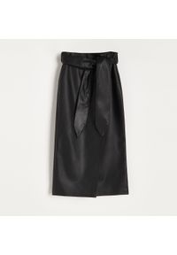 Reserved - Kopertowa spódnica midi - Czarny. Kolor: czarny #1