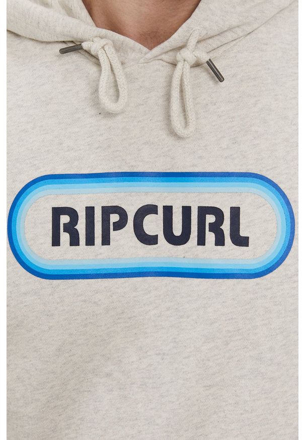 Rip Curl Bluza męska kolor szary z kapturem z nadrukiem. Okazja: na co dzień. Typ kołnierza: kaptur. Kolor: szary. Wzór: nadruk. Styl: casual