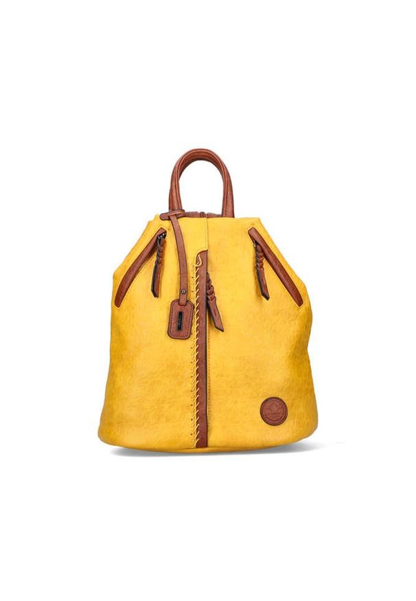Rieker - RIEKER H1065-68 yellow, plecak, torebka damska. Kolor: żółty. Materiał: skórzane