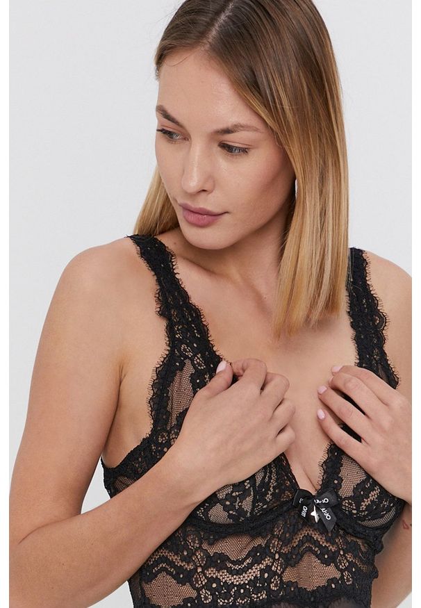 Liu Jo Body kolor czarny koronkowe gładki. Kolor: czarny. Materiał: koronka. Wzór: gładki
