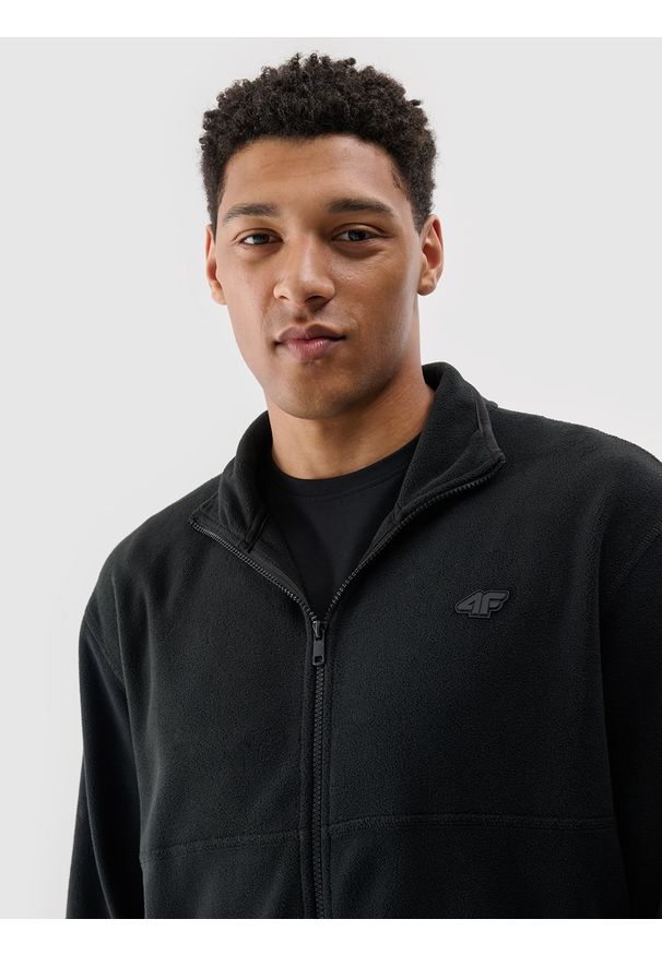 4f - 4F Polar regular ze stójką męski - czarny M. Typ kołnierza: kołnierzyk stójkowy. Kolor: czarny. Materiał: polar. Wzór: gładki. Sezon: zima. Sport: narciarstwo, turystyka piesza, wspinaczka, snowboard