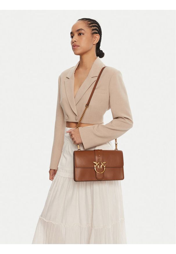 Pinko - PINKO Torebka Love One Classic ST.CL Al 25-26 PLTT 105857 A0F1 Brązowy. Kolor: brązowy. Materiał: skórzane