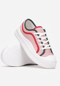 Born2be - Różowe Trampki Kataste. Nosek buta: okrągły. Zapięcie: sznurówki. Kolor: różowy. Materiał: guma, jeans, materiał. Szerokość cholewki: normalna. Wzór: aplikacja. Styl: klasyczny #3