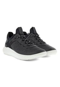 ecco - Buty do chodzenia męskie Ecco Sneaker Ath-1fm. Kolor: czarny. Materiał: skóra, syntetyk, materiał. Szerokość cholewki: normalna. Sport: turystyka piesza