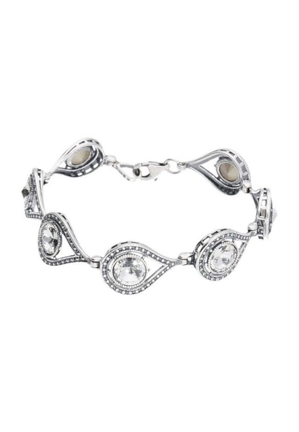 Polcarat Design - Srebrna bransoletka z kryształami Swarovskiego L 1827 Crystal. Materiał: srebrne. Kolor: srebrny. Kamień szlachetny: kryształ