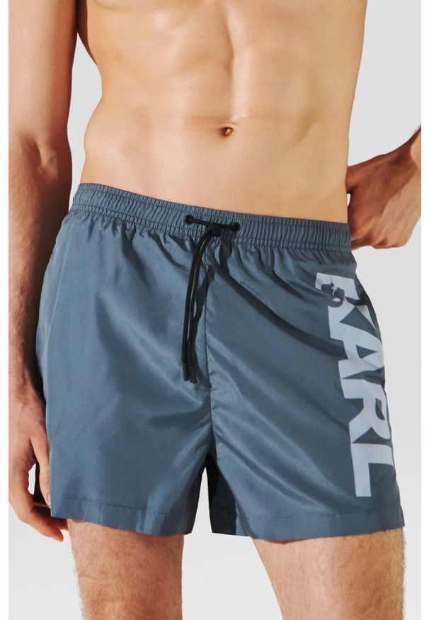 Karl Lagerfeld - KARL LAGERFELD Niebieskie kąpielówki męskie, Rozmiar S. Kolor: niebieski