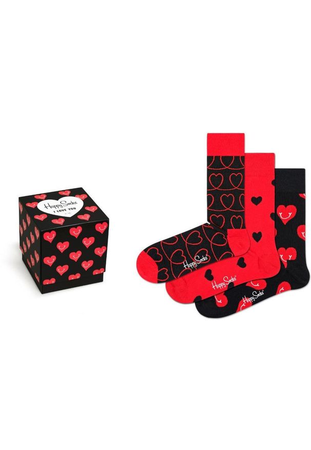 ZEAGLE - Darmowa paczka Happy Socks 3-pak z motywem serca - 41-46. Kolor: wielokolorowy. Materiał: elastan, poliamid, bawełna