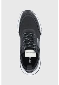 Emporio Armani Buty kolor czarny. Nosek buta: okrągły. Zapięcie: sznurówki. Kolor: czarny. Materiał: guma