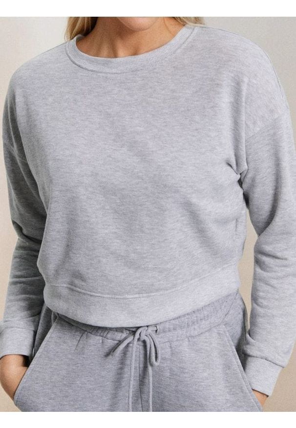 Sinsay - Krótka bluza crewneck - szary. Kolor: szary. Długość: krótkie