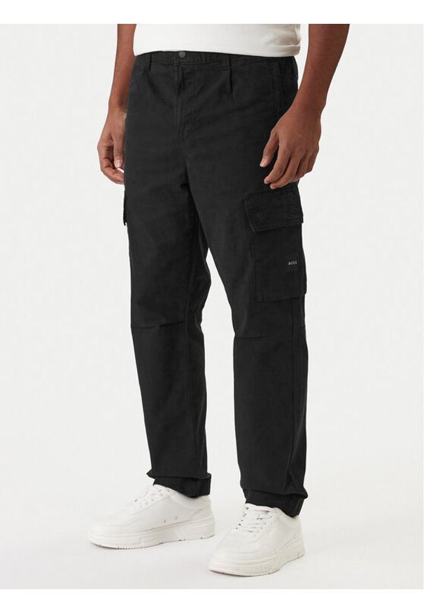 BOSS Spodnie materiałowe Sisla-9-Cargo 50552096 Czarny Slim Fit. Kolor: czarny. Materiał: bawełna