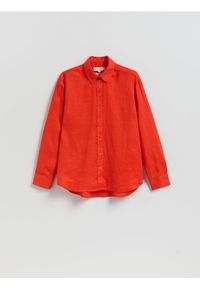 Reserved - Lniana koszula - pomarańczowy. Kolor: pomarańczowy. Materiał: len