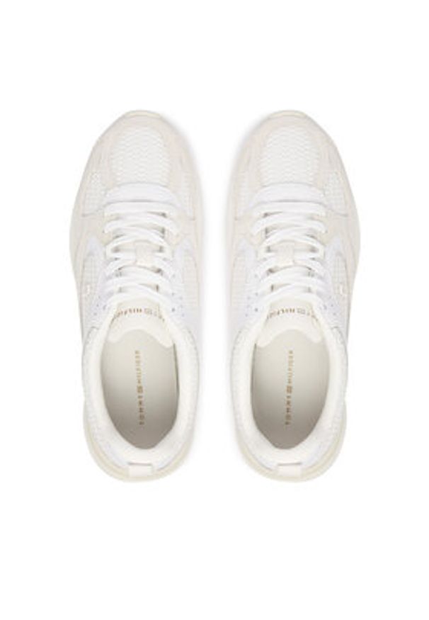 TOMMY HILFIGER - Tommy Hilfiger Sneakersy Th Mix Material Runner FW0FW09306 Biały. Kolor: biały. Materiał: materiał