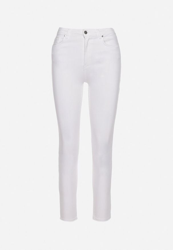 Born2be - Białe Jeansy Bawełniane o Fasonie Skinny Larnfe. Kolor: biały. Styl: elegancki