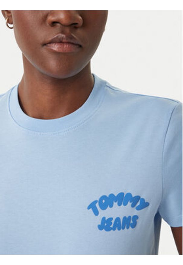 Tommy Jeans T-Shirt Bubble Logo DW0DW22310 Błękitny Regular Fit. Kolor: niebieski. Materiał: bawełna