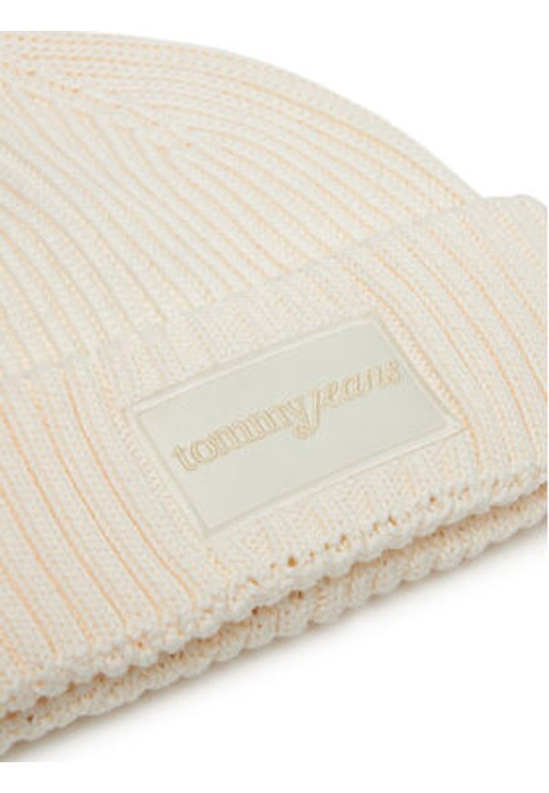 Tommy Jeans Czapka Script AW0AW17909 Écru. Kolor: kremowy. Materiał: bawełna