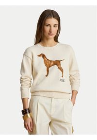 Lauren Ralph Lauren - LAUREN RALPH LAUREN Sweter 200P14120001 Kremowy Regular Fit. Kolor: kremowy. Materiał: bawełna #1
