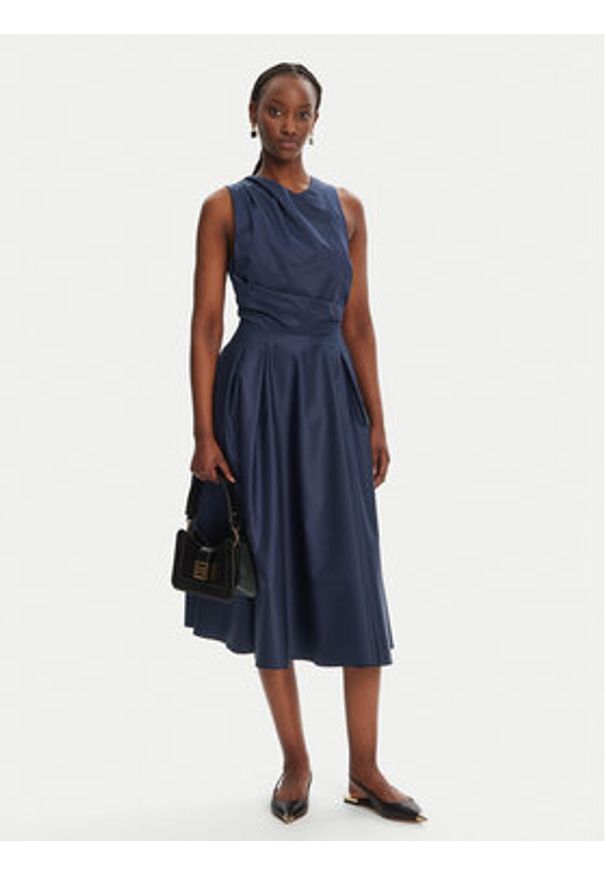 Elisabetta Franchi Sukienka koktajlowa AB-T52-52E2-V440 Granatowy Regular Fit. Kolor: niebieski. Materiał: bawełna. Styl: wizytowy