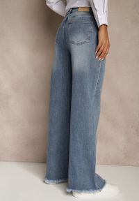 Renee - Niebieskie Szerokie Jeansy High Waist z Cyrkoniowymi Aplikacjami Sireilure. Stan: podwyższony. Kolor: niebieski. Wzór: aplikacja. Styl: klasyczny #2