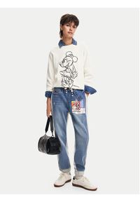 Desigual Sweter Minnie Mouse 24WWJF77 Écru Regular Fit. Materiał: wiskoza. Wzór: motyw z bajki #4