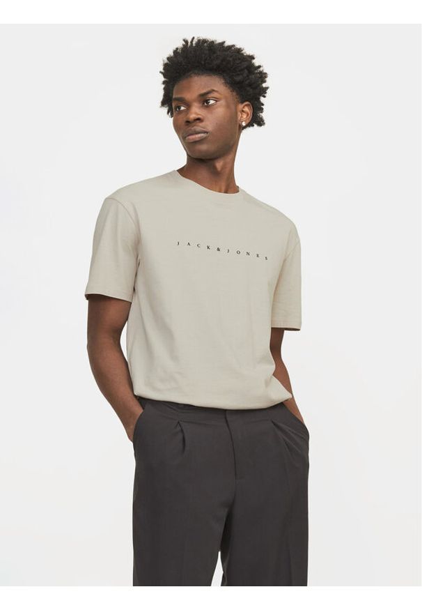 Jack & Jones T-Shirt Star 12234746 Beżowy Relaxed Fit. Kolor: beżowy. Materiał: bawełna