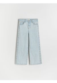Reserved - Jeansy wide leg z jetami - niebieski. Kolor: niebieski