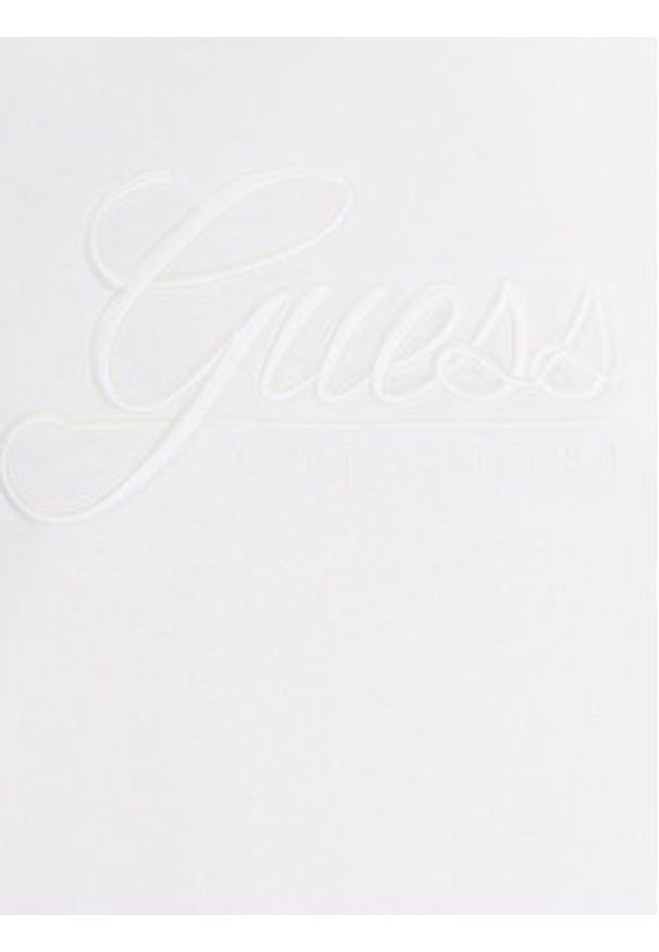 Guess Bluza Logo Script W3GQ12 KBK32 Biały Regular Fit. Kolor: biały. Materiał: bawełna