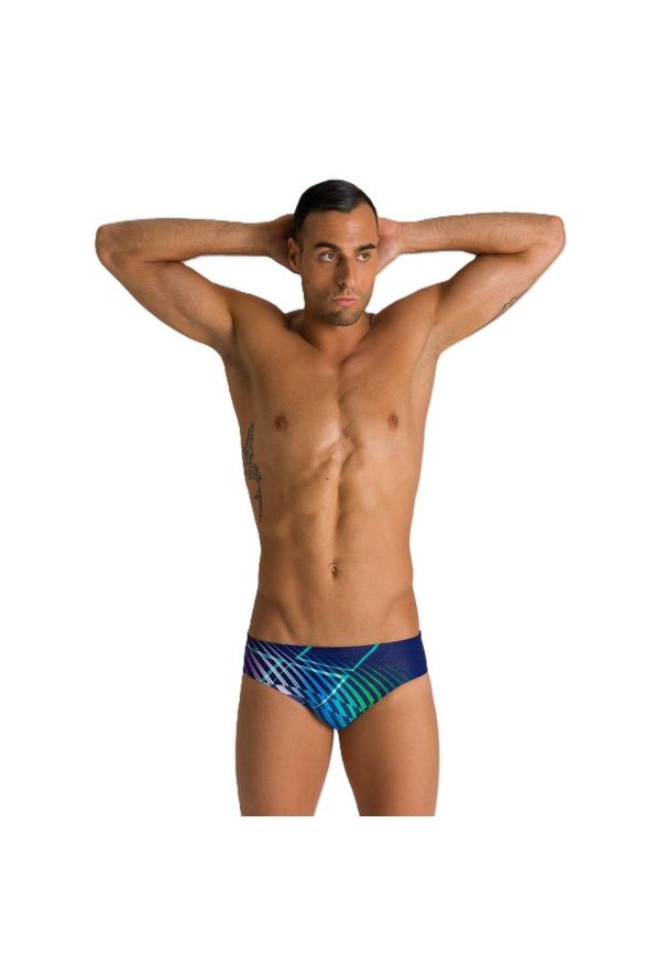 Kąpielówki slipy męskie na basen Arena Optical Waves Brief. Kolor: niebieski
