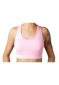 Gym Hero - Biustonosz sportowy damski GymHero Bra Pink-Sport. Kolor: różowy. Materiał: poliester, elastan