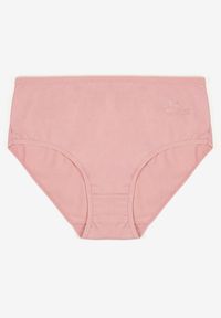 Renee - Różowe Bawełniane Majtki Figi w Minimalistycznym Stylu Idira. Kolekcja: plus size. Kolor: różowy. Materiał: bawełna