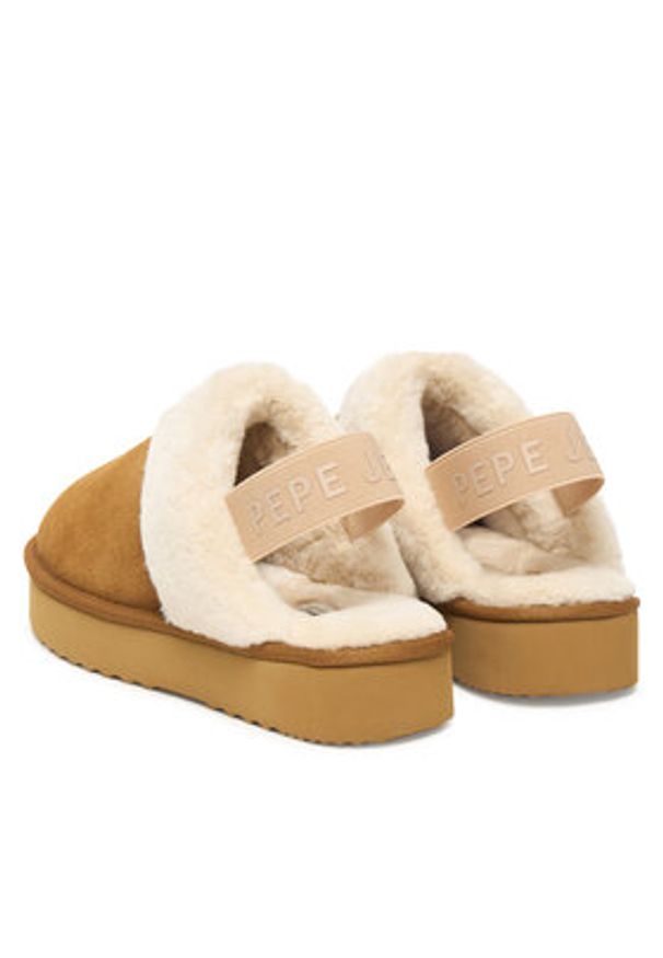 Pepe Jeans Kapcie Dissy Tape W PLS100001 Brązowy. Kolor: brązowy. Materiał: zamsz, skóra