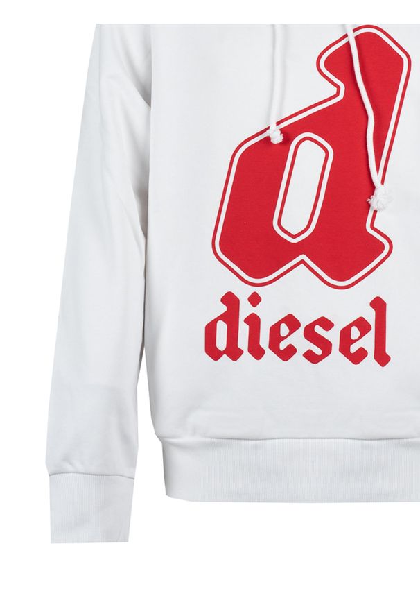 Diesel Bluza "GinnOut " | A08690-0HAYT | Mężczyzna | Biały. Okazja: na co dzień. Typ kołnierza: kaptur. Kolor: biały. Materiał: bawełna, poliester. Wzór: nadruk. Styl: elegancki, casual
