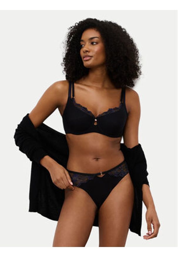 Triumph Biustonosz z fiszbiną Wild Gardenia Florale 10224872 Czarny. Kolor: czarny. Materiał: lyocell