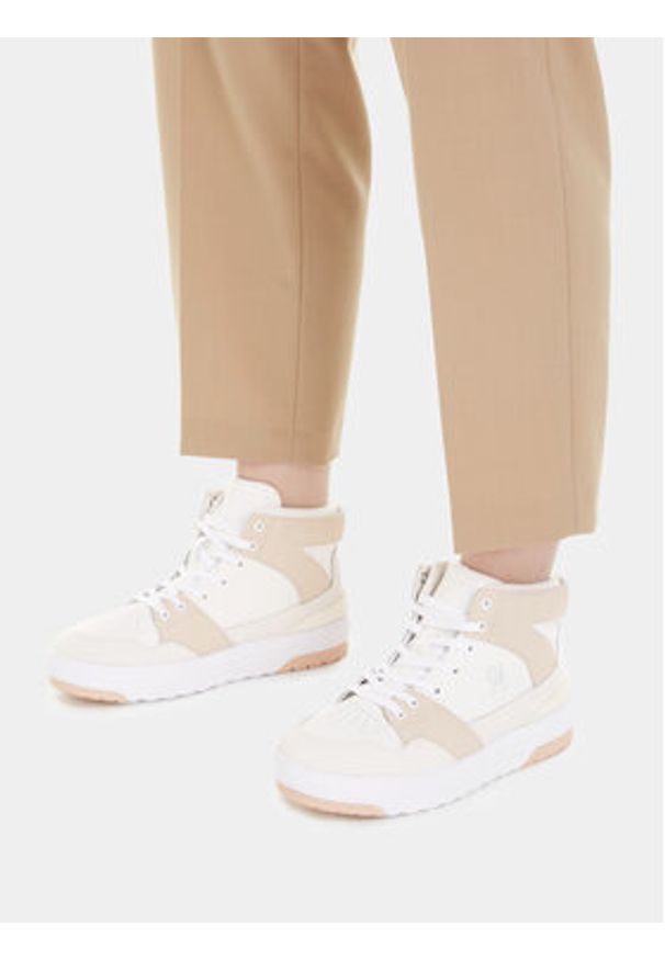 TOMMY HILFIGER - Tommy Hilfiger Sneakersy Th Hi Basket Sneaker FW0FW07308 Biały. Kolor: biały. Materiał: skóra