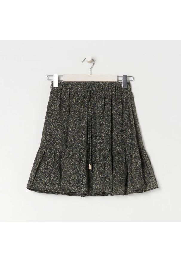 Sinsay - Wzorzysta spódnica mini - Khaki. Kolor: brązowy