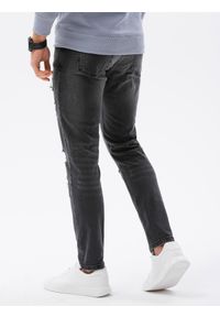 Ombre Clothing - Spodnie męskie jeansowe z dziurami REGULAR FIT P1024 - czarne - XXL. Okazja: na co dzień. Kolor: czarny. Materiał: jeans. Styl: casual, klasyczny #5